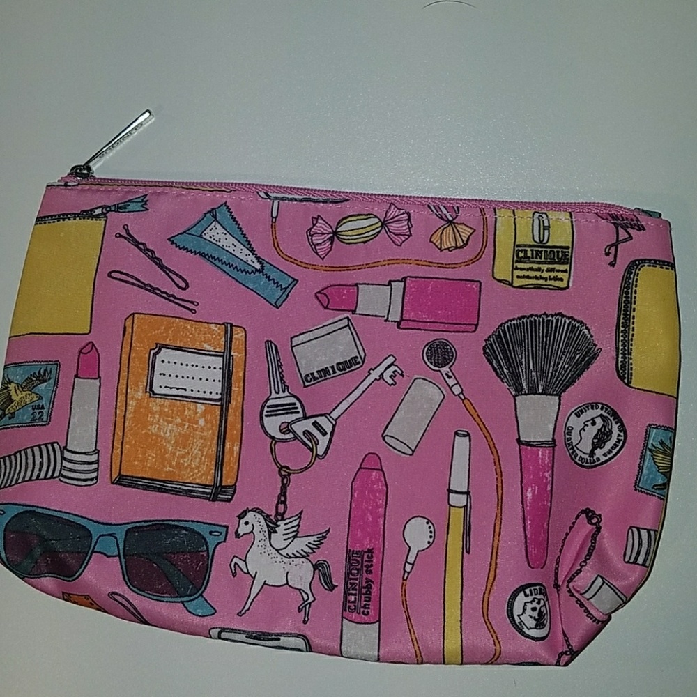 Clinique pink makeup bag